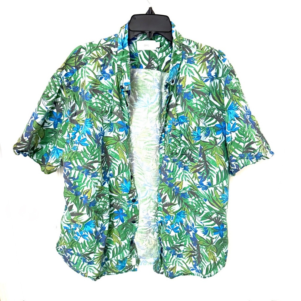 Onia Tropical Print Short Sleeve Button Up Shirt Size XXL